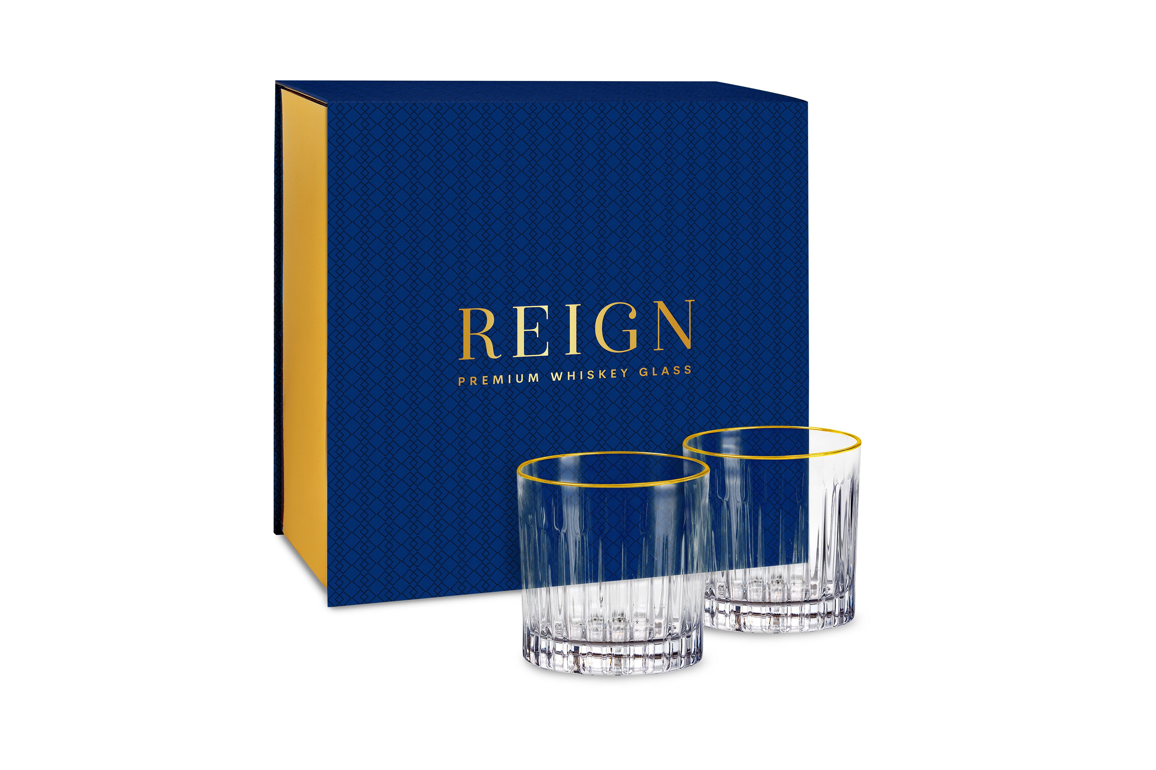 The Classic Whiskey Glasses - Executive Gift Set with 24k Gold Rim